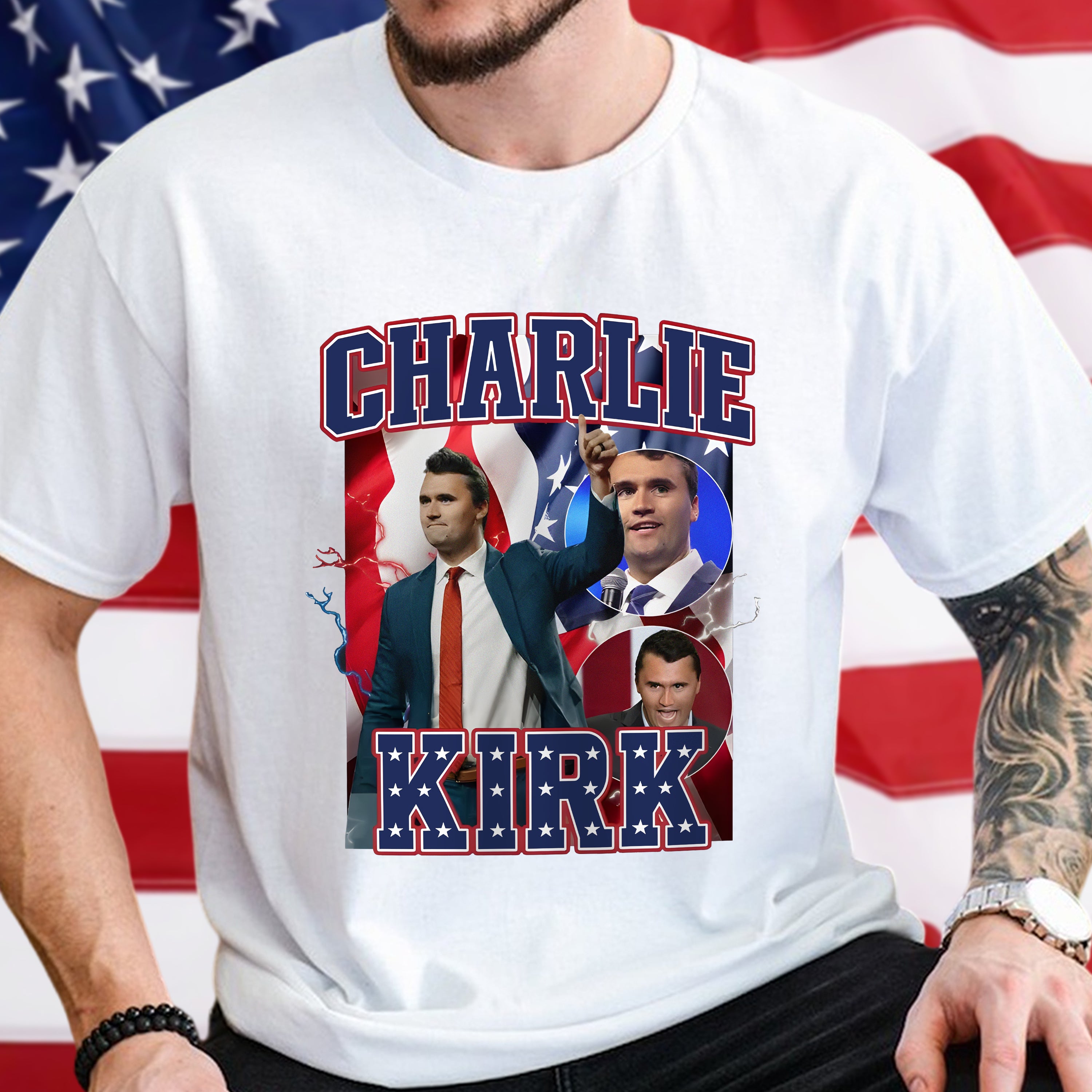Patriotic Tribute to Charlie Kirk Memorial Bright Shirt Gift for Patriots
