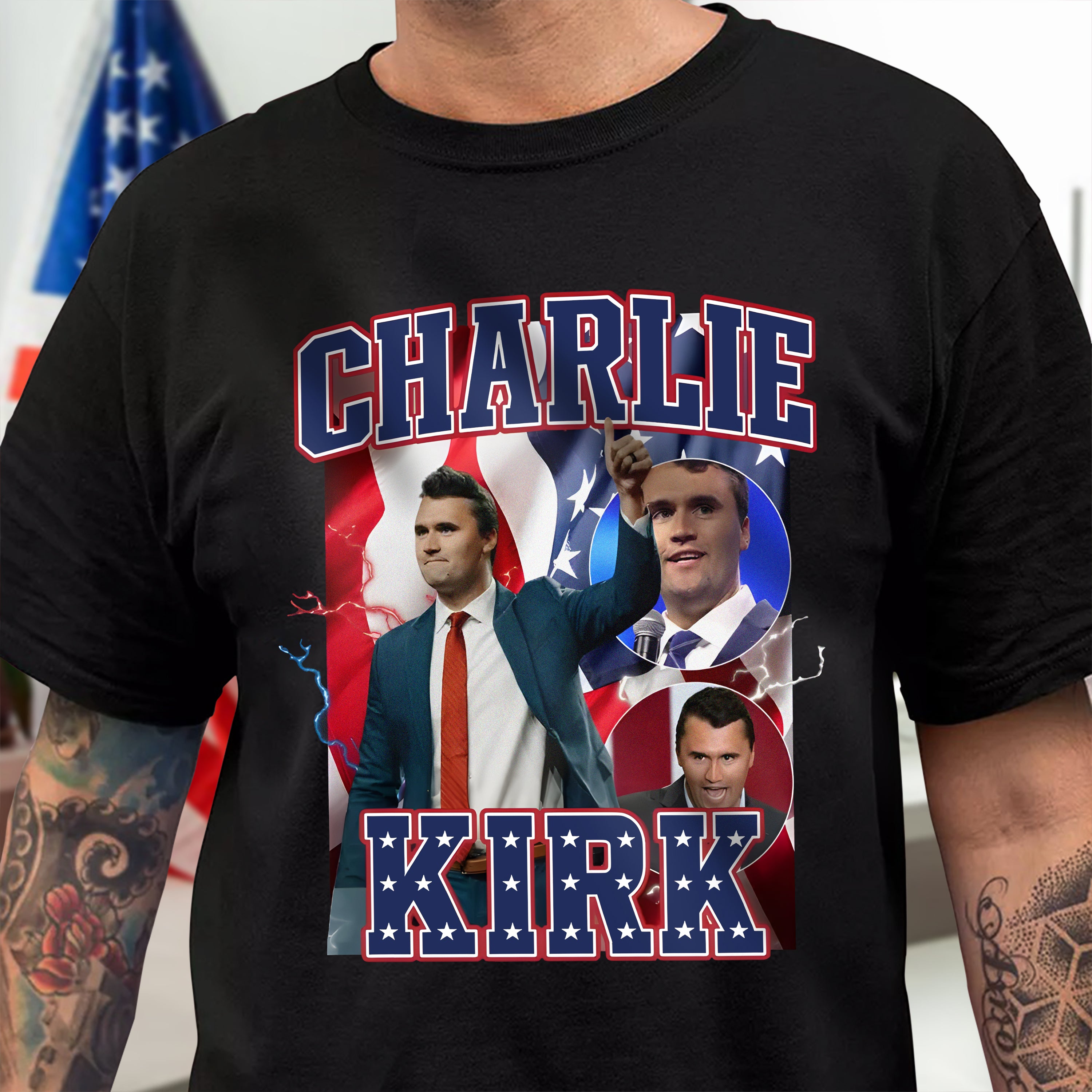 Patriotic Tribute to Charlie Kirk Memorial Dark Shirt Gift for American Conservatives