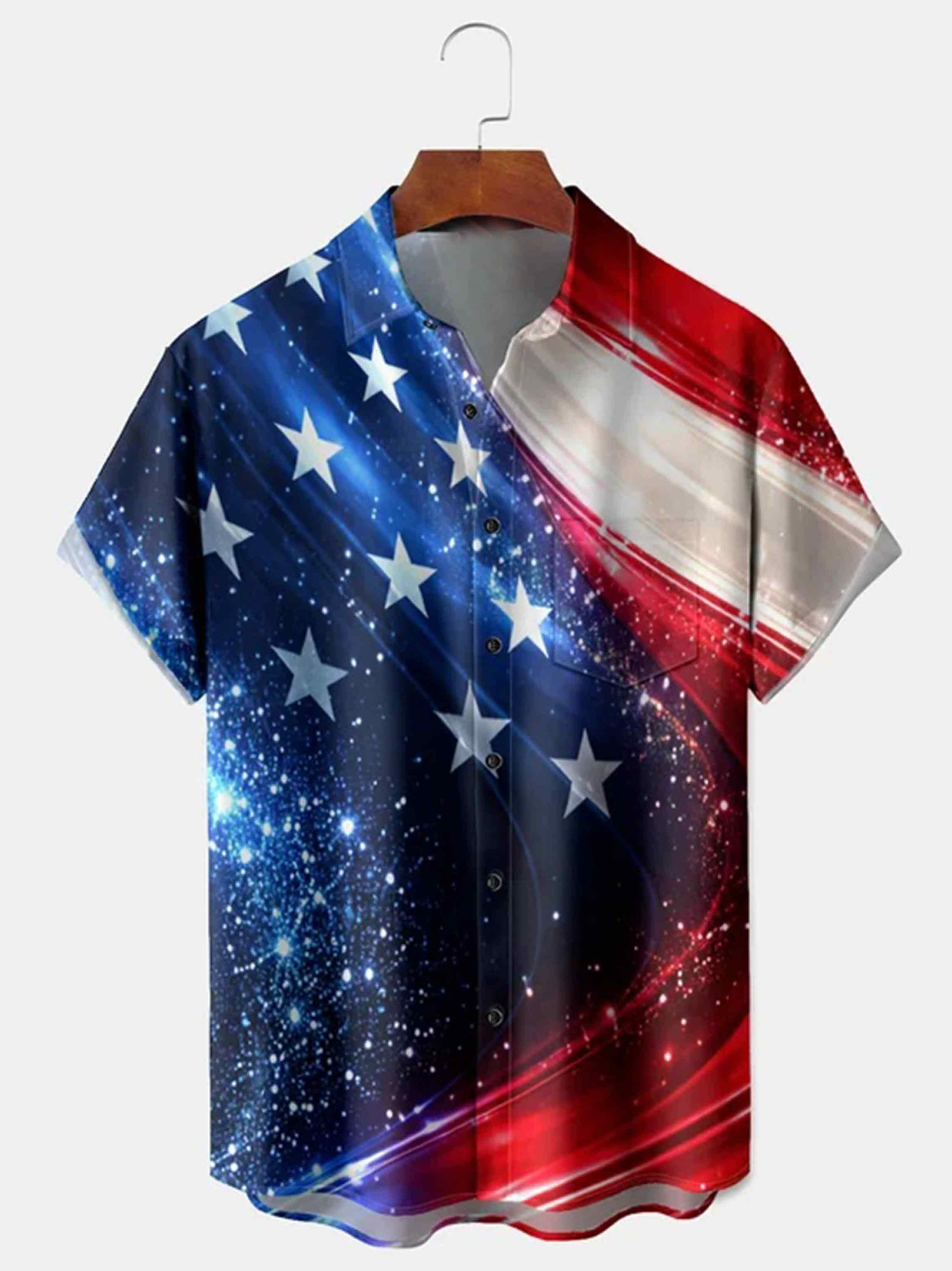 Patriotic US Flag Celebration Button Shirt 250th Anniversary Clothing Gifts For Independence