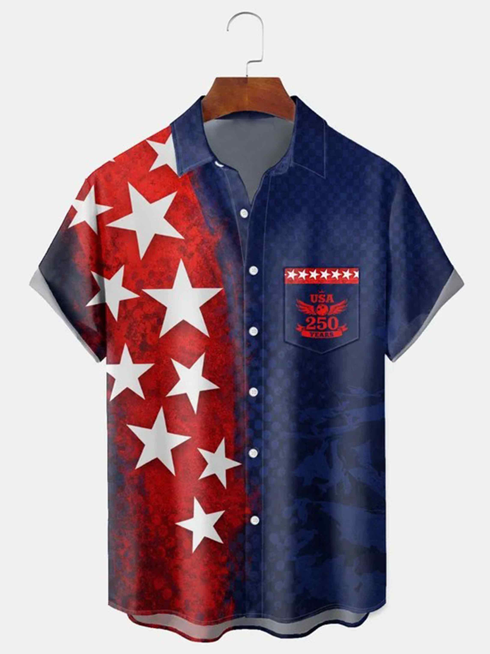 Patriotic USA 250 Years Button Shirt 4Th Of July Clothing Gift For Men