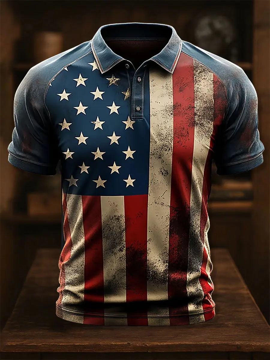 Patriotic USA Flag Casual Button Down Shirt Gift for 4th of July and American Pride Fans