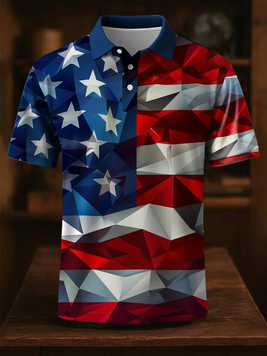 Patriotic USA Flag Polo Shirt Independence Day Gift for American Pride Supporters
