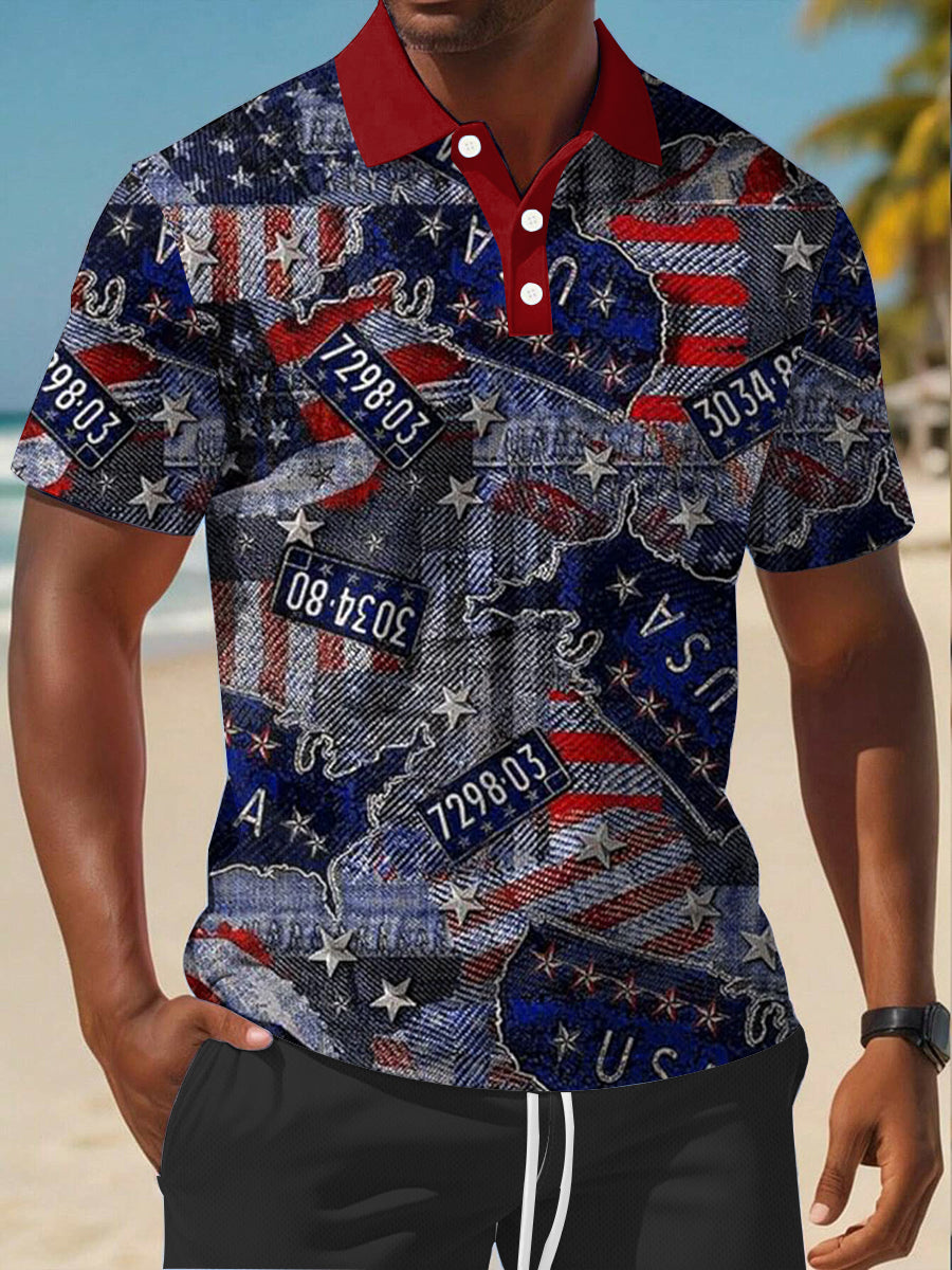 Patriotic USA Flag Polo Shirt Independence Day Gift for Supporters