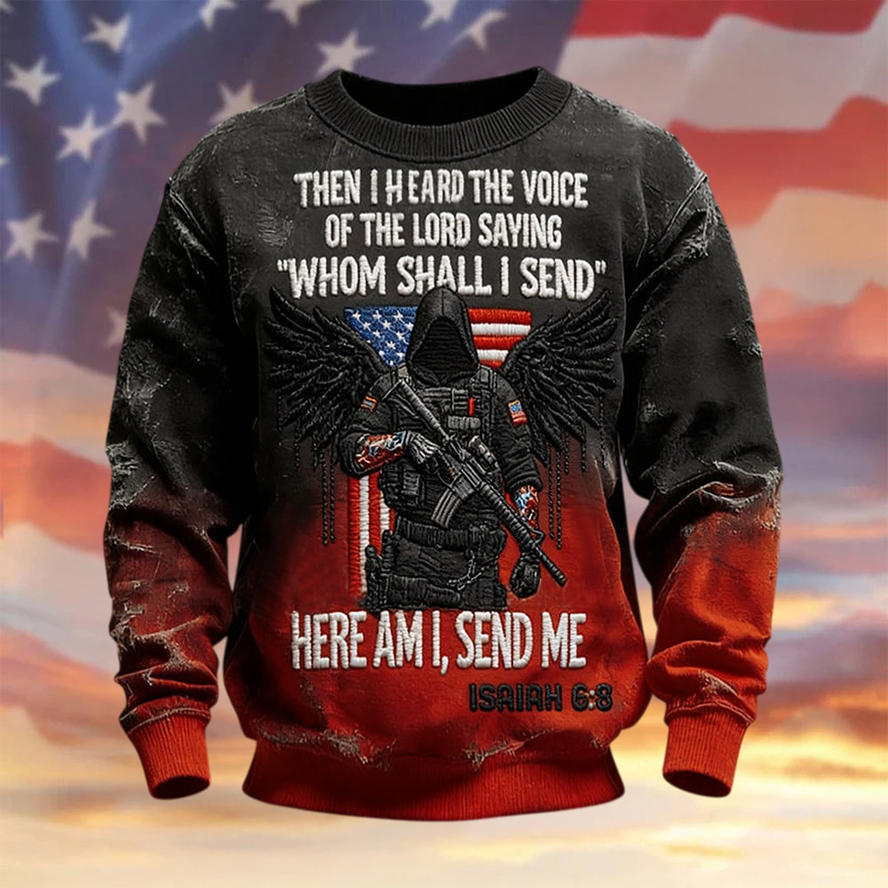 Patriotic Veteran Christian Graphic Sweatshirt Bible Verse July Fourth Outfit Ideas Gift For Husband