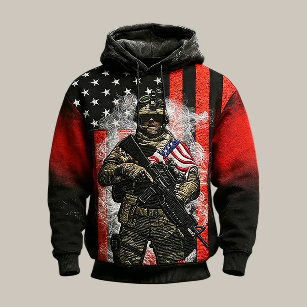 Patriotic Veteran Graphic American Flag Hoodie Commemorative Clothing Veteran Themed Gift