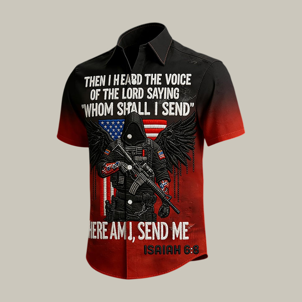 Patriotic Veteran Graphic Hawaiian Shirt American Flag Apparel Bible Verse Gift For Him