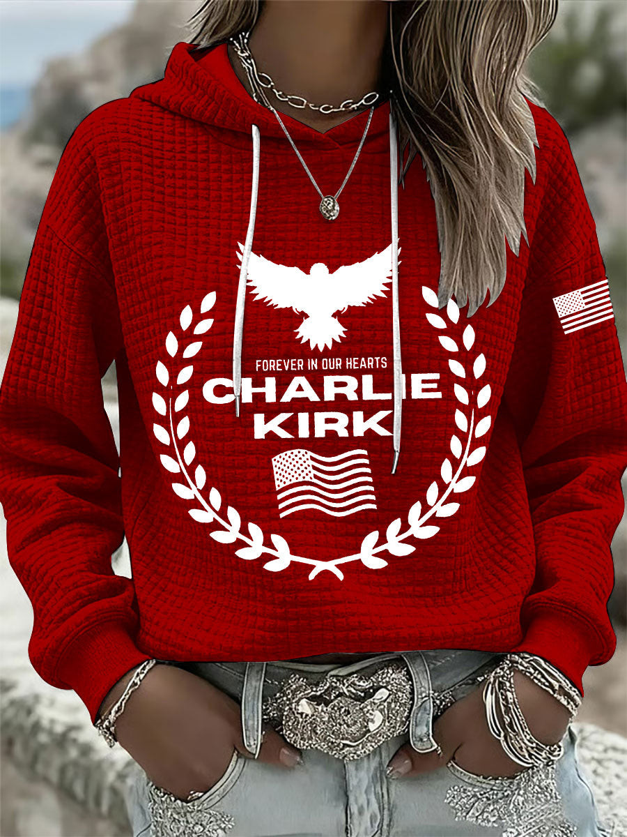 Patriotic Waffle Hoodie Red Charlie Kirk Maga