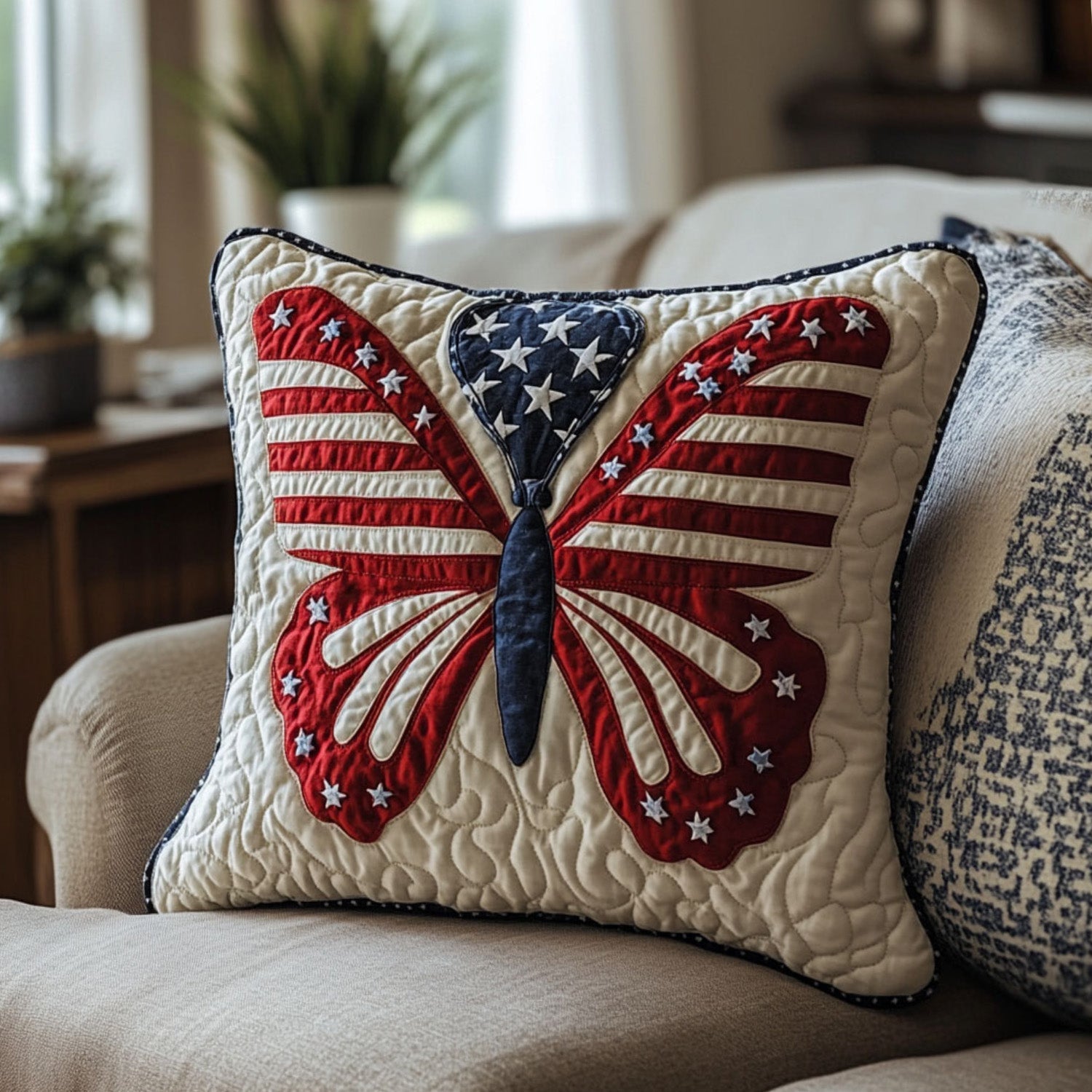 Patriotic Whimsy Quilted Pillow Case Best Cool Pillow Cases Butterfly Themed Presents