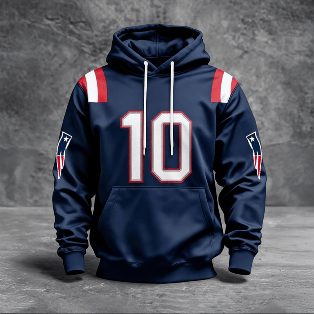 Patriots Football 10 Hoodie Patriotic Boston New England Patriots Apparel Best Fan Gear