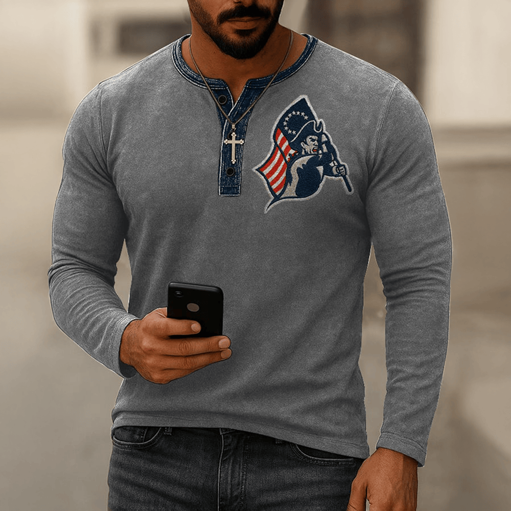 Patriots Football Button Long Sleeve Shirt Game Day Football Merch Unique Gift For Him
