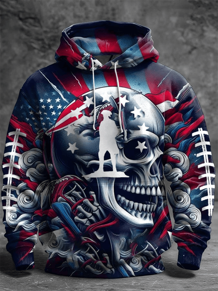Patriots Football Hoodie Skull Art Football Apparel New England Patriots Fan Gear