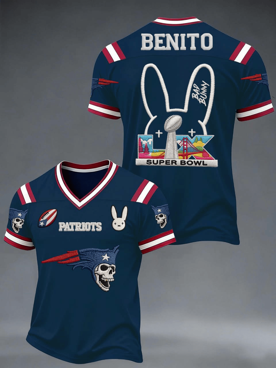 Patriots Super Bowl Merch 2026 Benito Bowl Jersey New England Football Apparel Gifts For Dad
