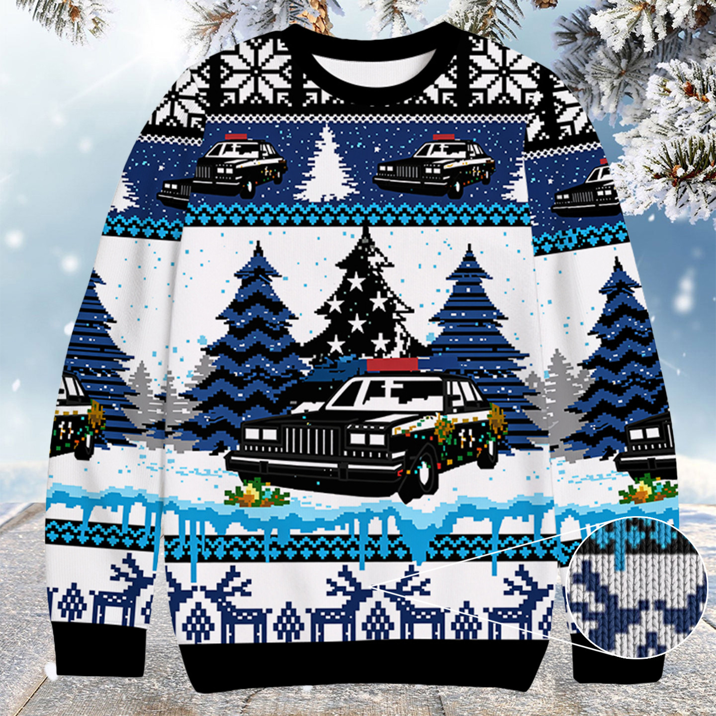 Patrol Car Holiday Christmas Ugly Sweater Christmas Gifts For Boyfriend