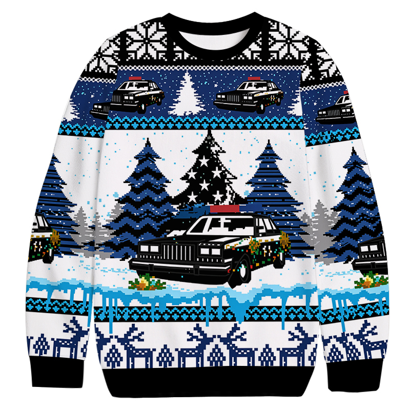 Patrol Car Holiday Christmas Ugly Sweatshirt Christmas Cozy Winter Wear Gift Ideas
