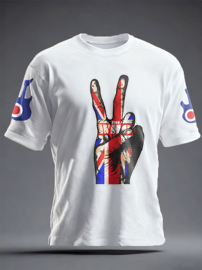 Paul Weller Merch UK Flag Fingerhand Graphic T-Shirt Unique Gift Ideas For Boyfriend