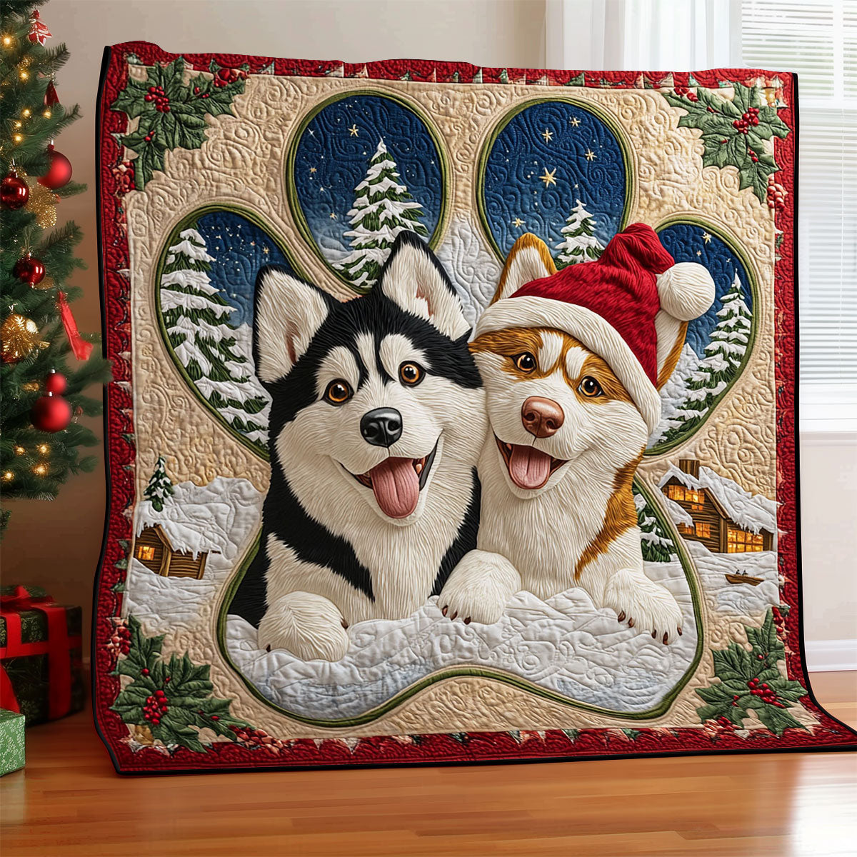 Paw Companions Quilt Blanket Christmas Throws For Couch Cute Gifts For Dog Lovers Owners