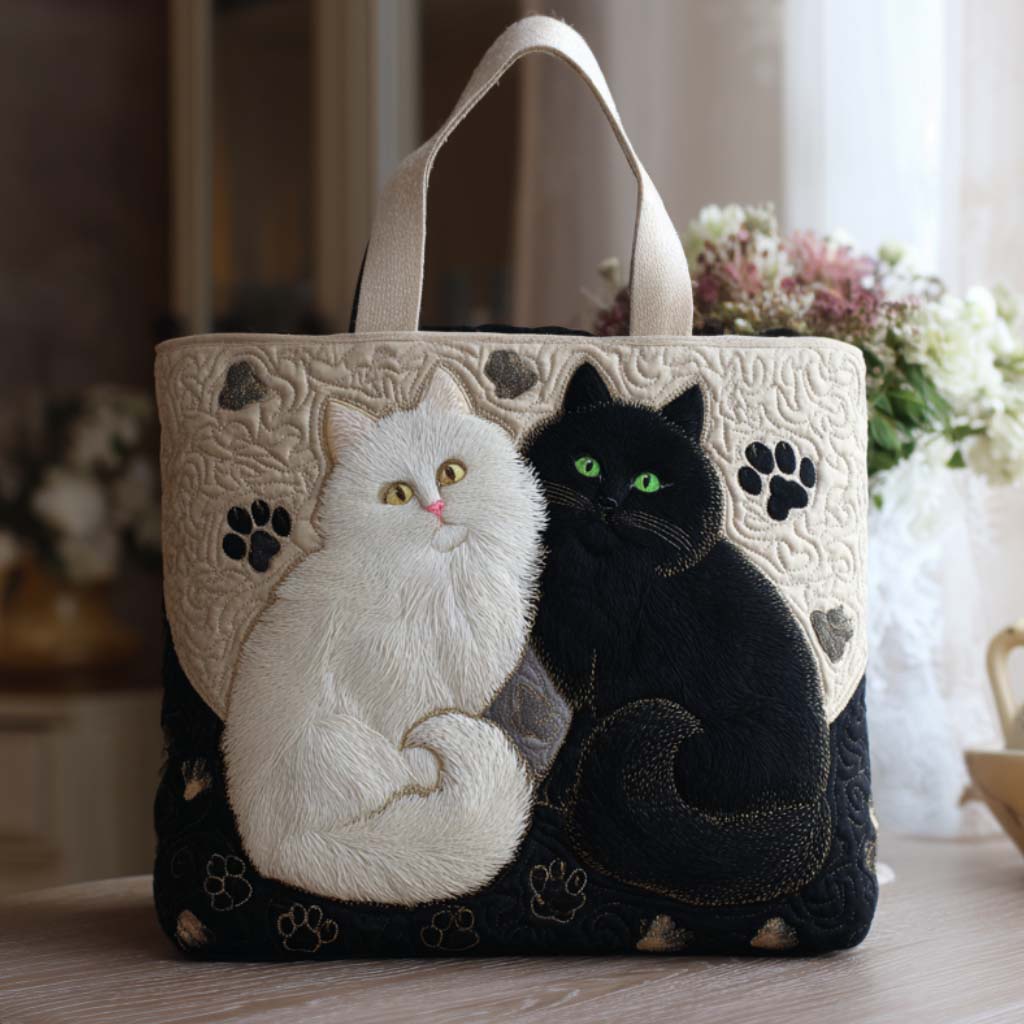 Paw Friends Quilted Tote Bag Cat Mom Gifts For Mother's Day