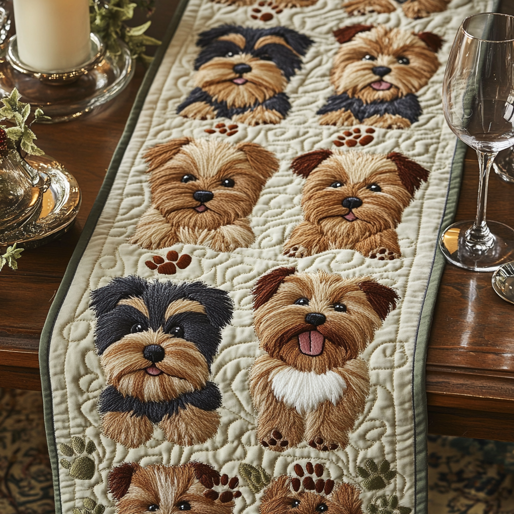 Paw Paradise Quilted Table Runner Dining Table Ideas Yorkshire Terrier Presents