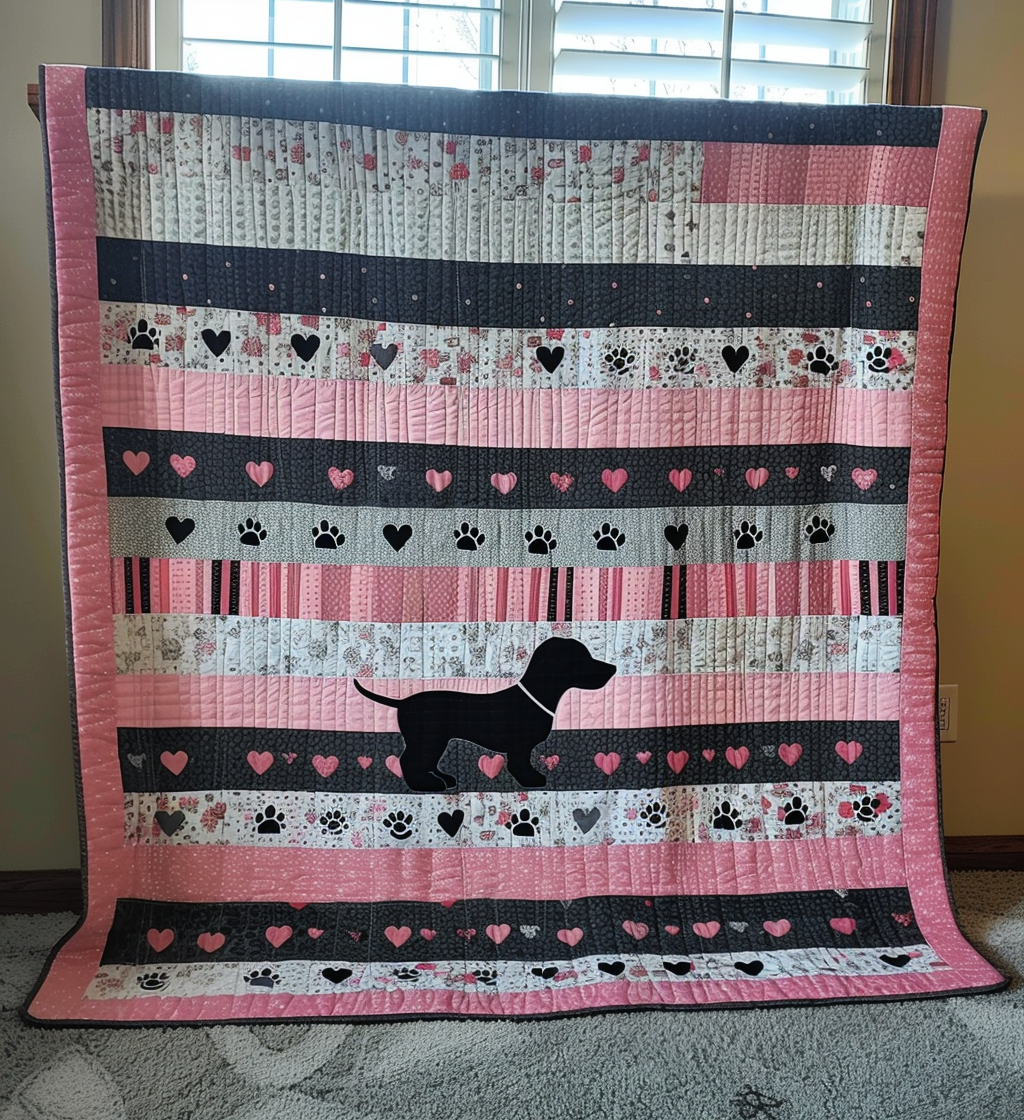 Paw Prints and Puppy Quilted Blanket Great Dog Christmas Gifts