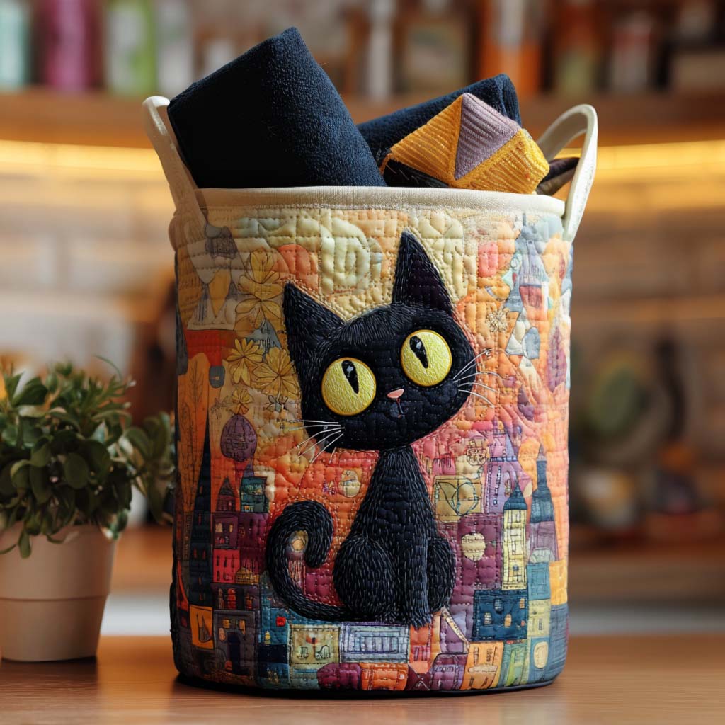Pawfect Hideout Quilted Laundry Basket Holiday Merch Gift