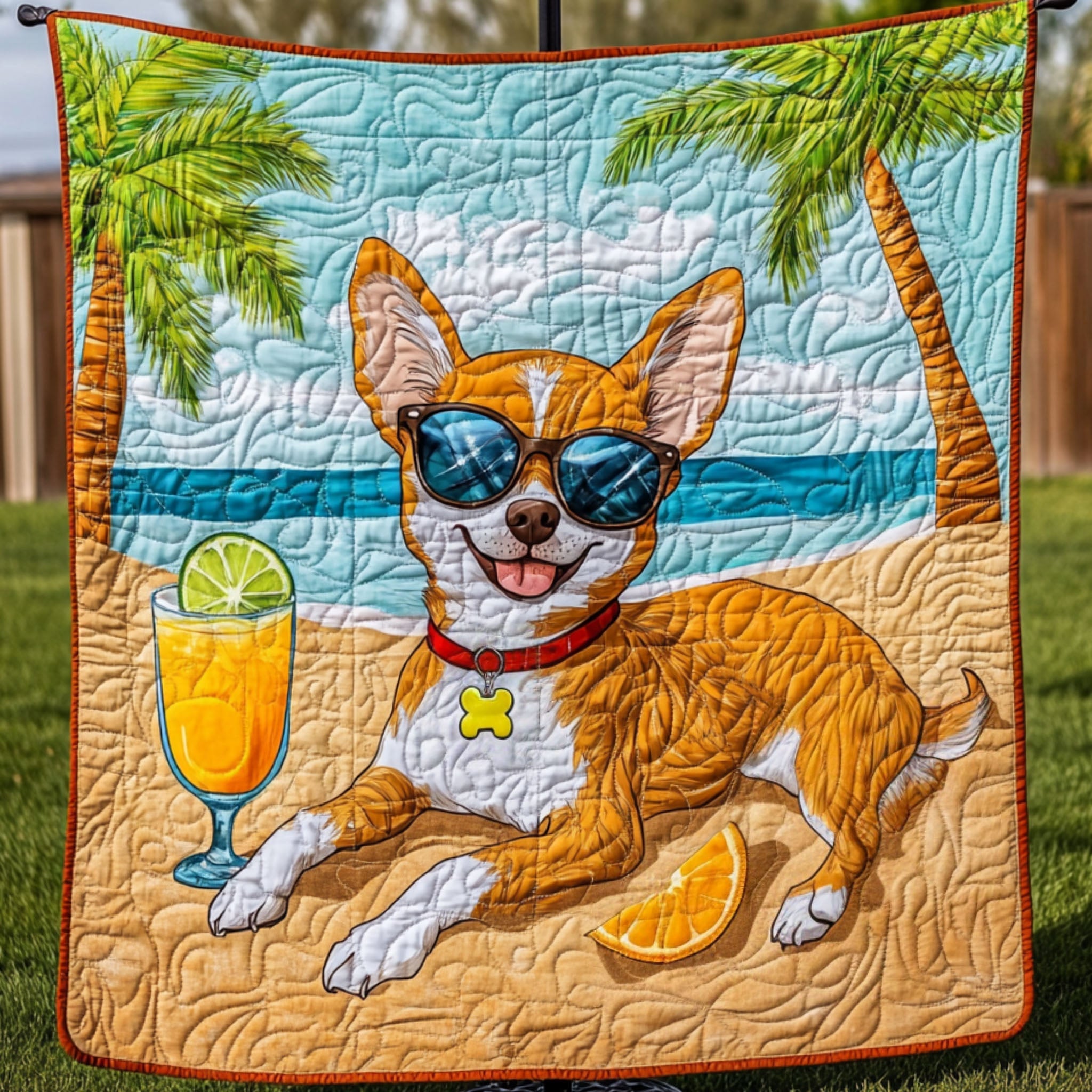Pawfect Moment Quilted Blanket Winter Decor Blanket Gift Ideas For Chihuahua Lovers
