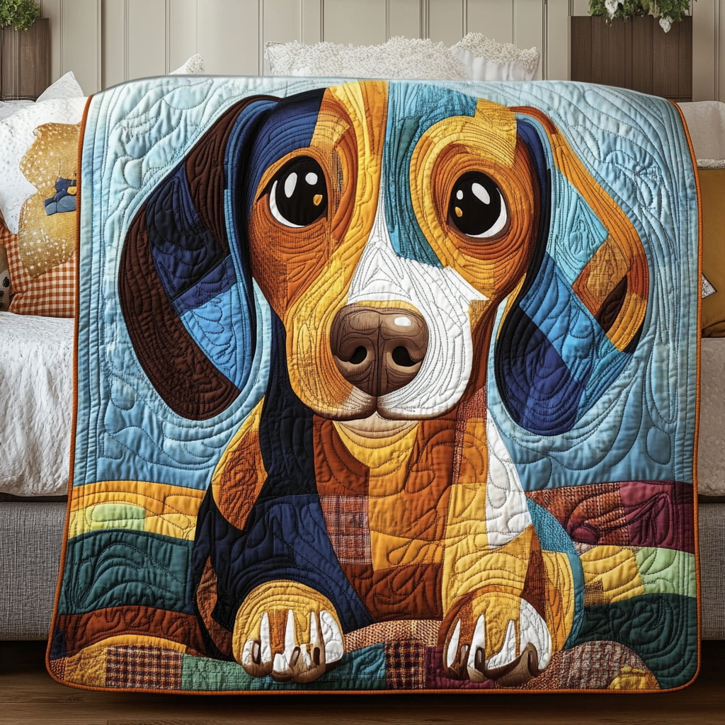 Paws and Pals Quilted Blanket Xmas Holiday Dachshund Gifts For Dog Lovers