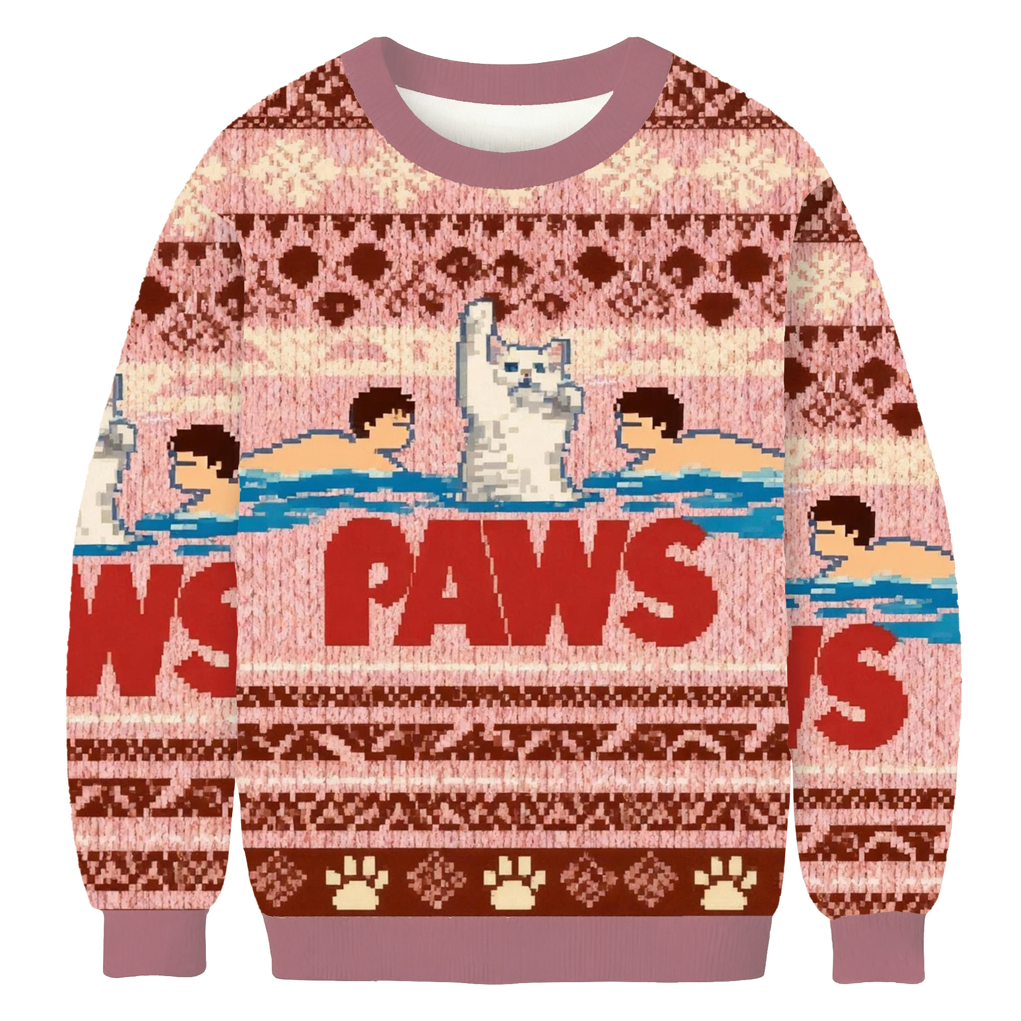Paws Funny Cat Parody Christmas Ugly Sweater Holiday Apparel Xmas Gift Ideas