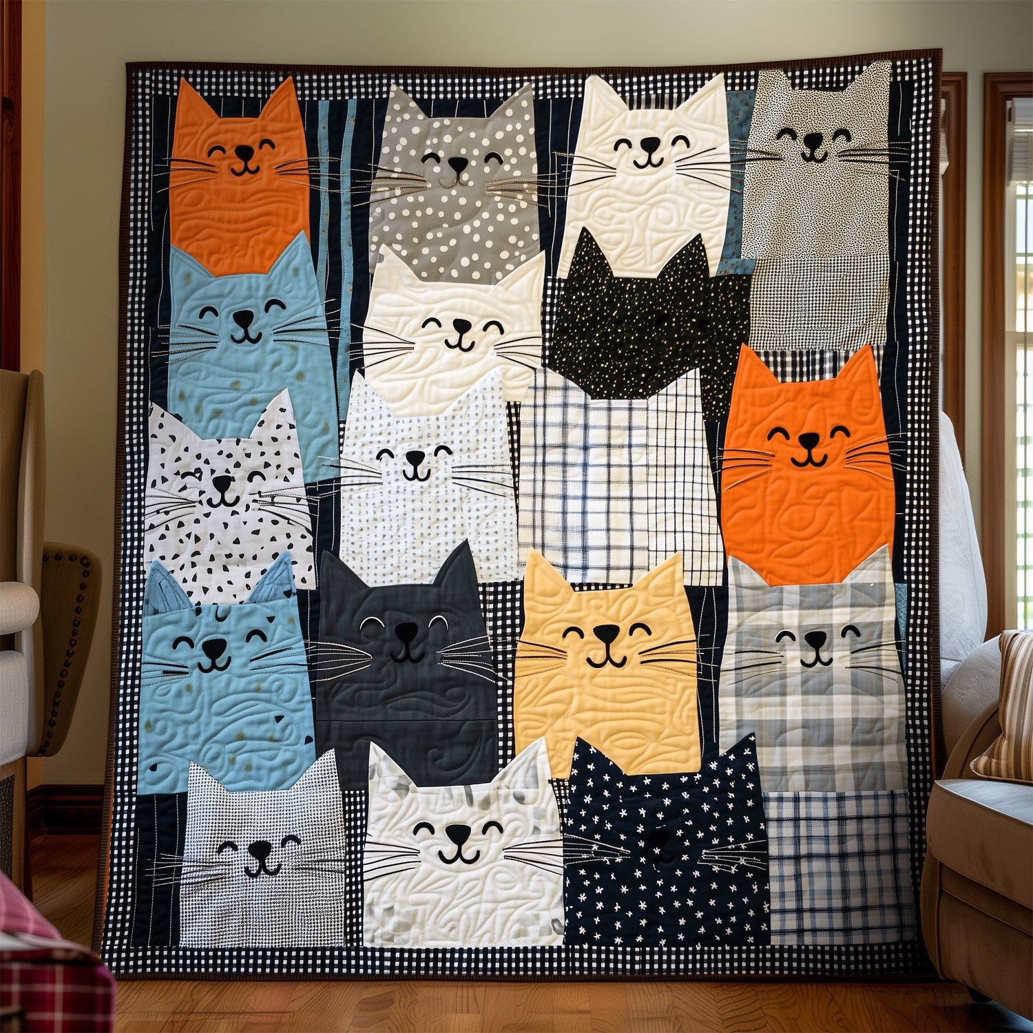Paws N Patches Quilted Blanket Novelty Gifts For Cat Lovers