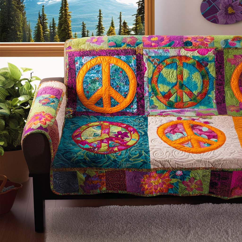 Peace Flow Quilted Sofa Cover Sofa Seat Covers Gifts For Hippie Sister