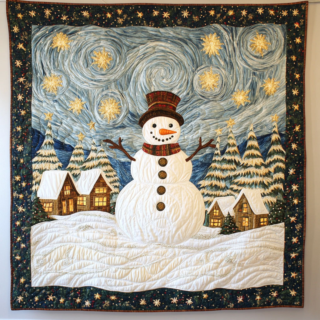 Peace Glow Snowman Quilt Blanket Queen Size Blanket Snowman Themed Gifts