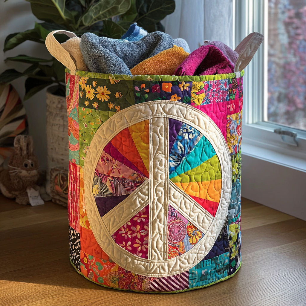 Peace In Pieces Quilted Laundry Basket Merch For Kids