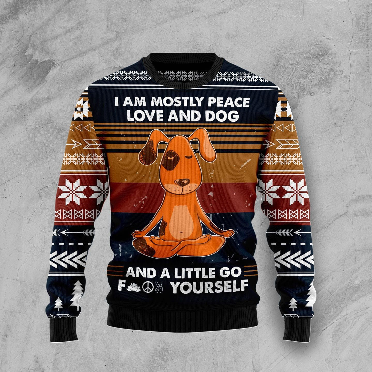 Peace Love And Dog Ugly Christmas Sweater Funny Animal Sweater Dog Christmas Gifts