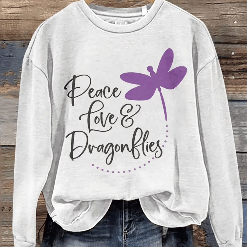 Peace Love And Dragonflies Sweatshirt Inspirational Quote Sweatshirt Dragonfly Lover Gifts