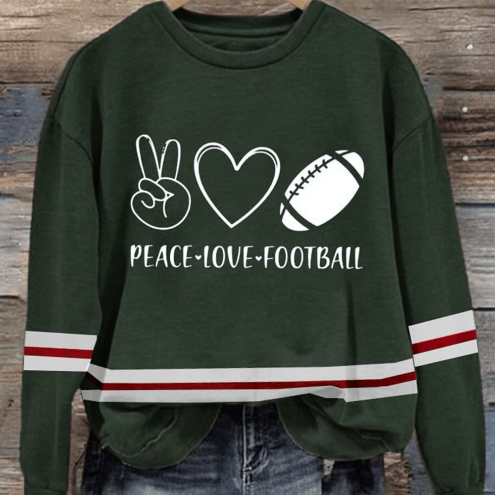 Peace Love Football Art Sweatshirt Game Day Football Clothing Cool Gift For Girlfriend