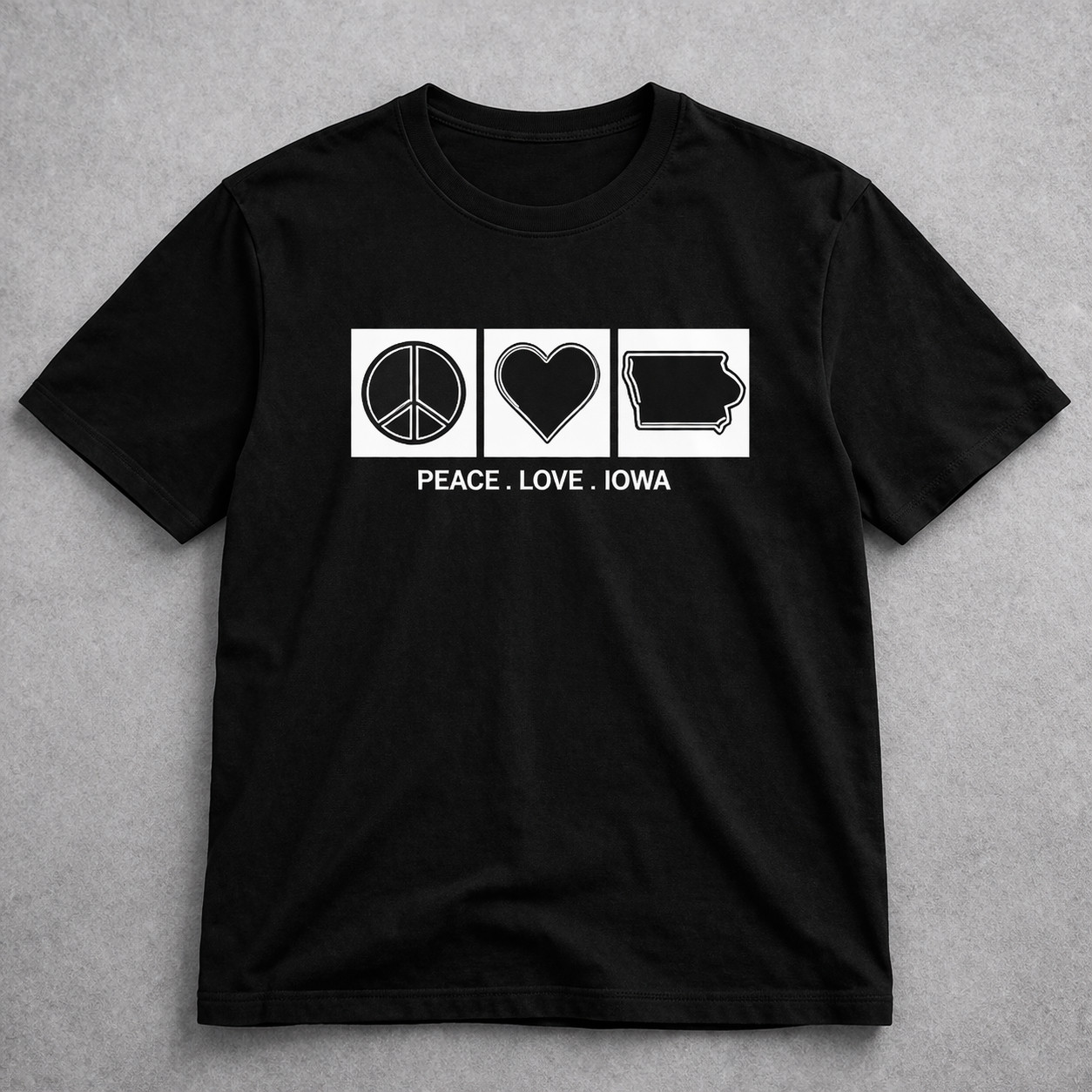 Peace Love Iowa T-Shirt Heartland Souvenir Clothing Gift For Residents