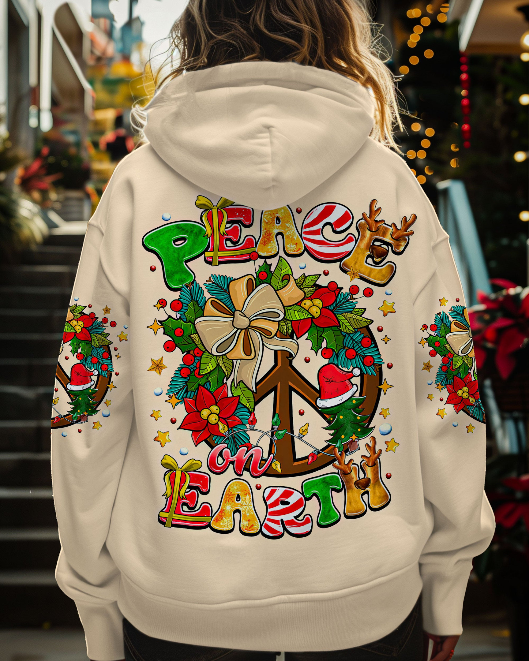 Peace On Earth Christmas Hoodie Peace Symbol Xmas Clothing Best Gifts For Friend