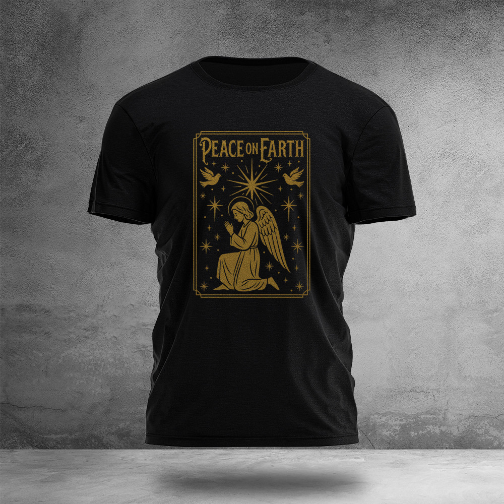 Peace On Earth T-Shirt In God We Trust Christian Clothes Unique Presents For Boyfriend