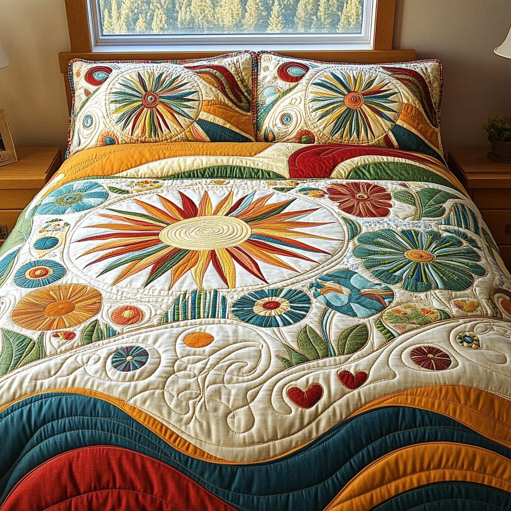 Peace Path Quilted Bedding Set Bed Decorations Best Gifts For Hippie Friends