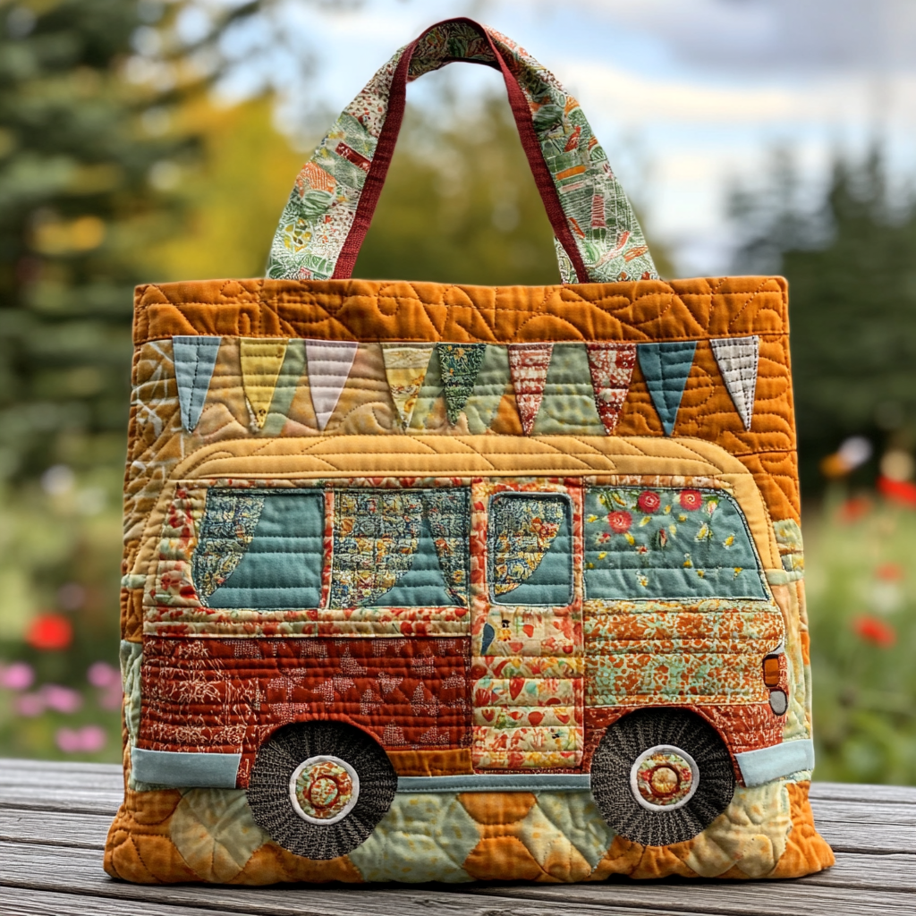 Peace Ride Quilted Tote Bag Camping Gifts For Girlfriend