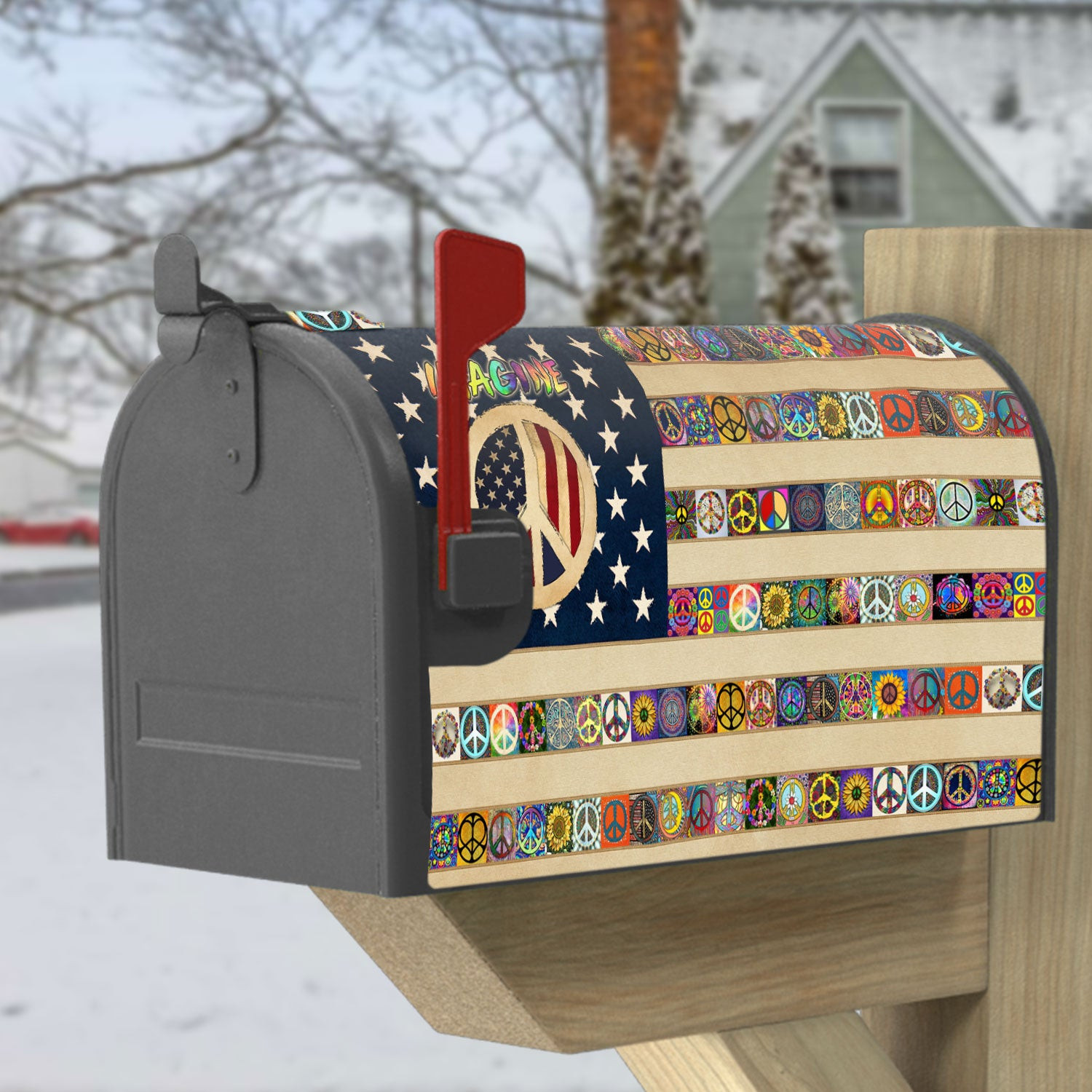 Peace Sign Hippie Mailbox Cover Magnetic Hippie Decor Unique Gift Ideas