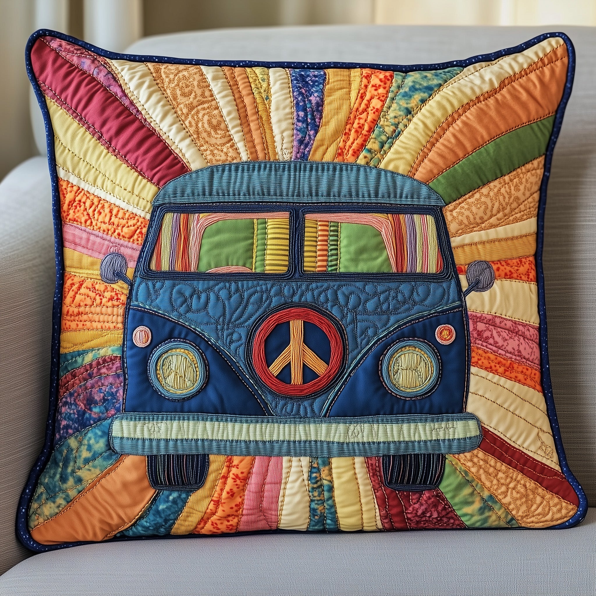 Peace Sign Quilted Pillow Case Pillow Protector CoverBest Christmas Gifts For Hippies