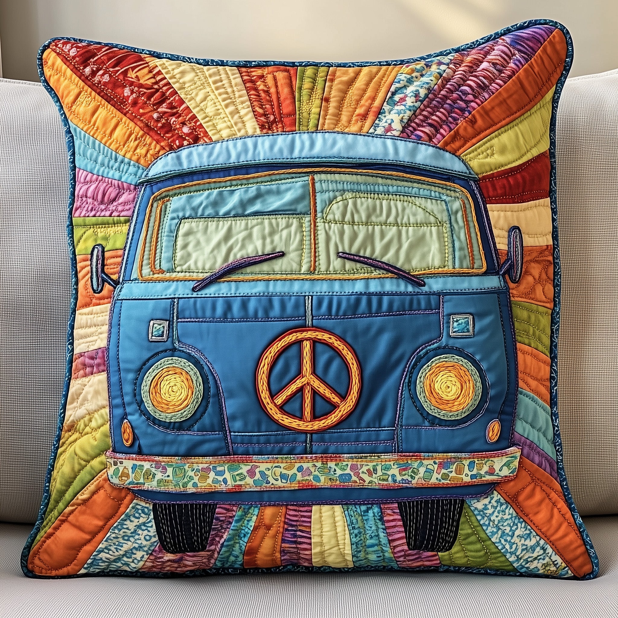 Peace Sign Quilted Pillow Case Pillow Protector CoverBest Gifts For Hippie Boyfriend