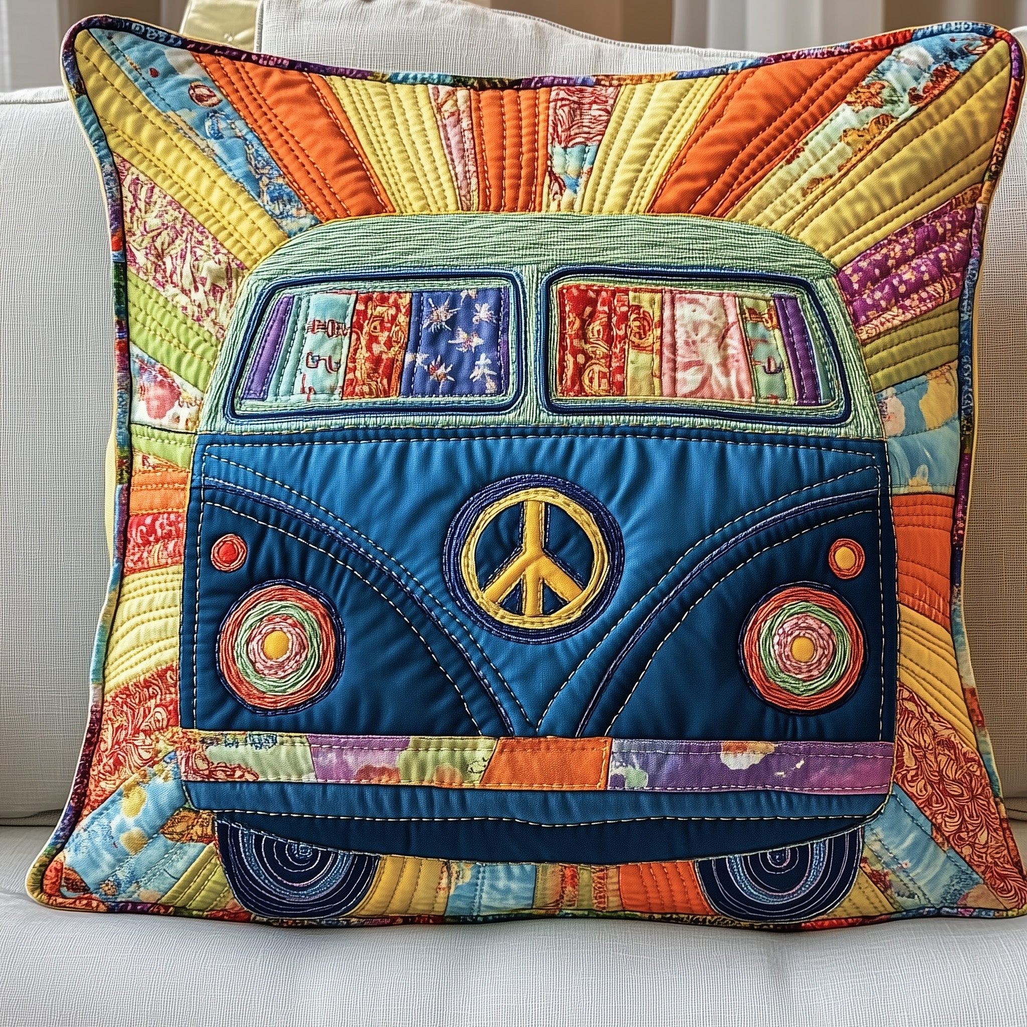 Peace Sign Quilted Pillow Case Pillow Protector CoverBest Gifts For Hippie Mom