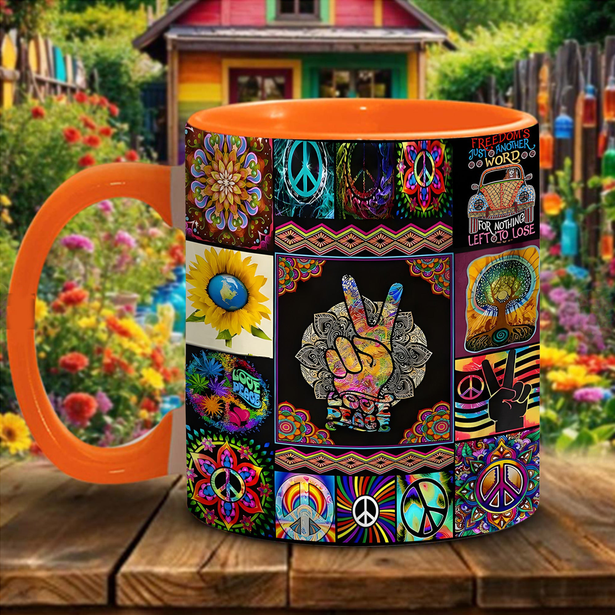 Peace Sign Symbol Mug Hippie Design Coffee Mug Peace Lovers Gifts
