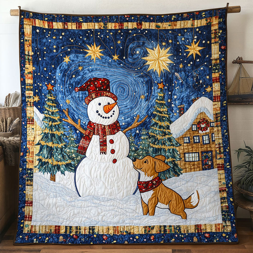 Peace Star Snowman Quilt Blanket Queen Size Blanket Snowman Themed Gifts