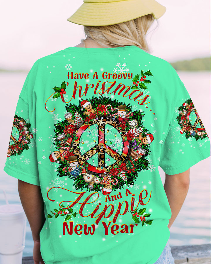 Peace Symbol Have A Groovy Christmas T-Shirt Lovely Xmas Apparel Gifts For Boyfriend