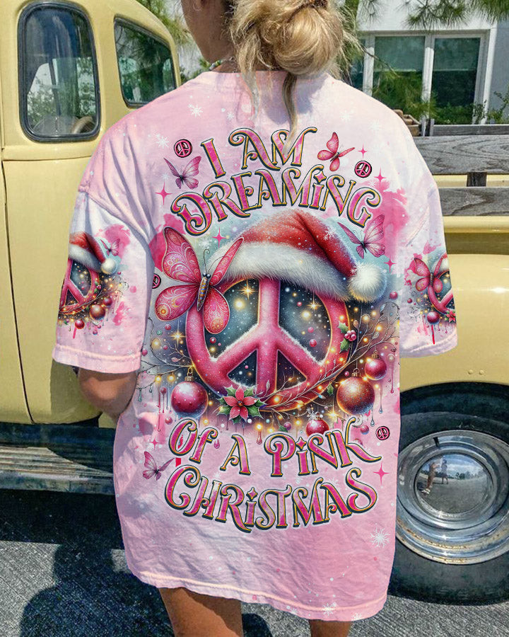 Peace Symbol Pink Christmas T-Shirt Bling Winter Clothing Xmas Peace Based Gifts