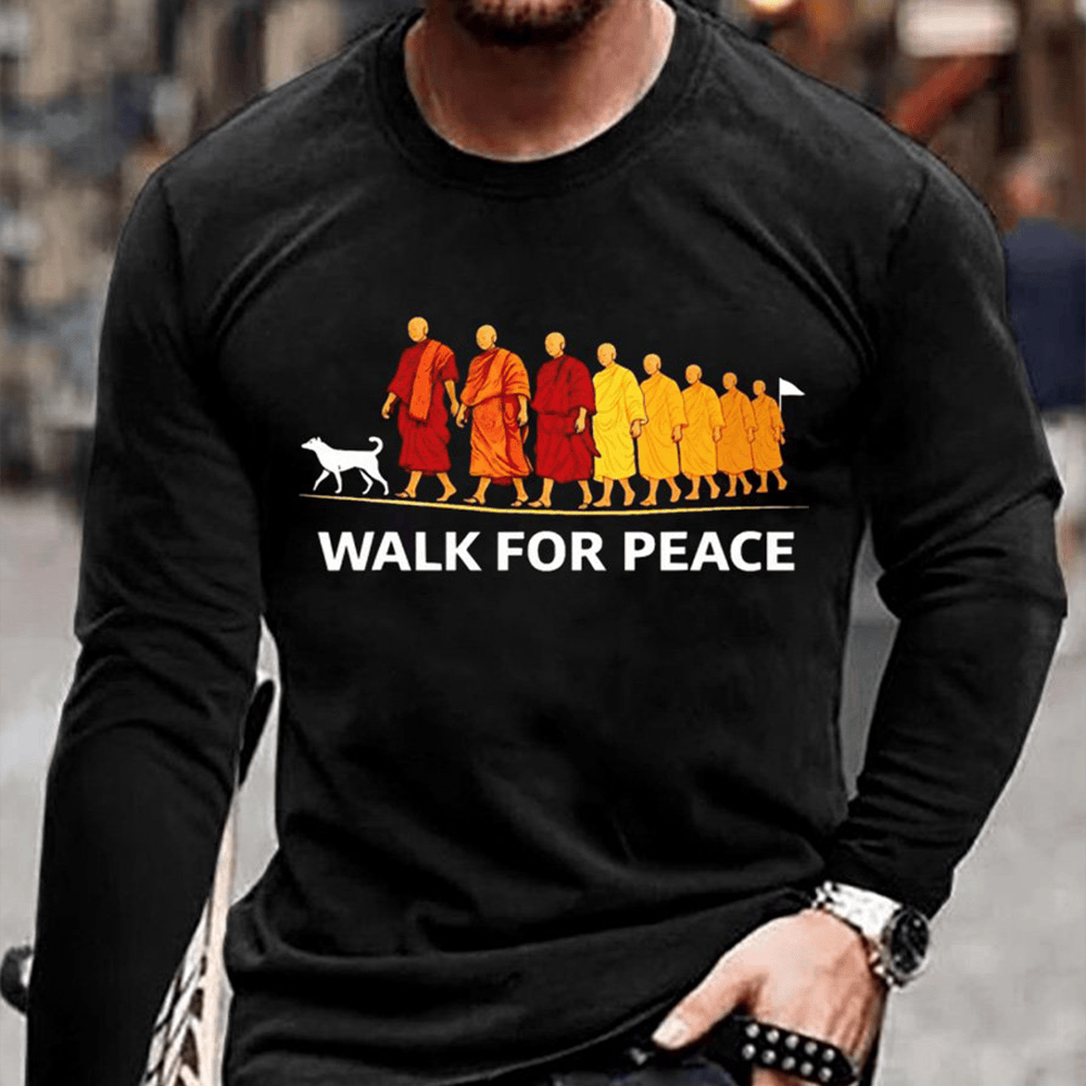 Peace Walk Monk Long Sleeve Shirt Walk For Peace Clothing Presents For Husband