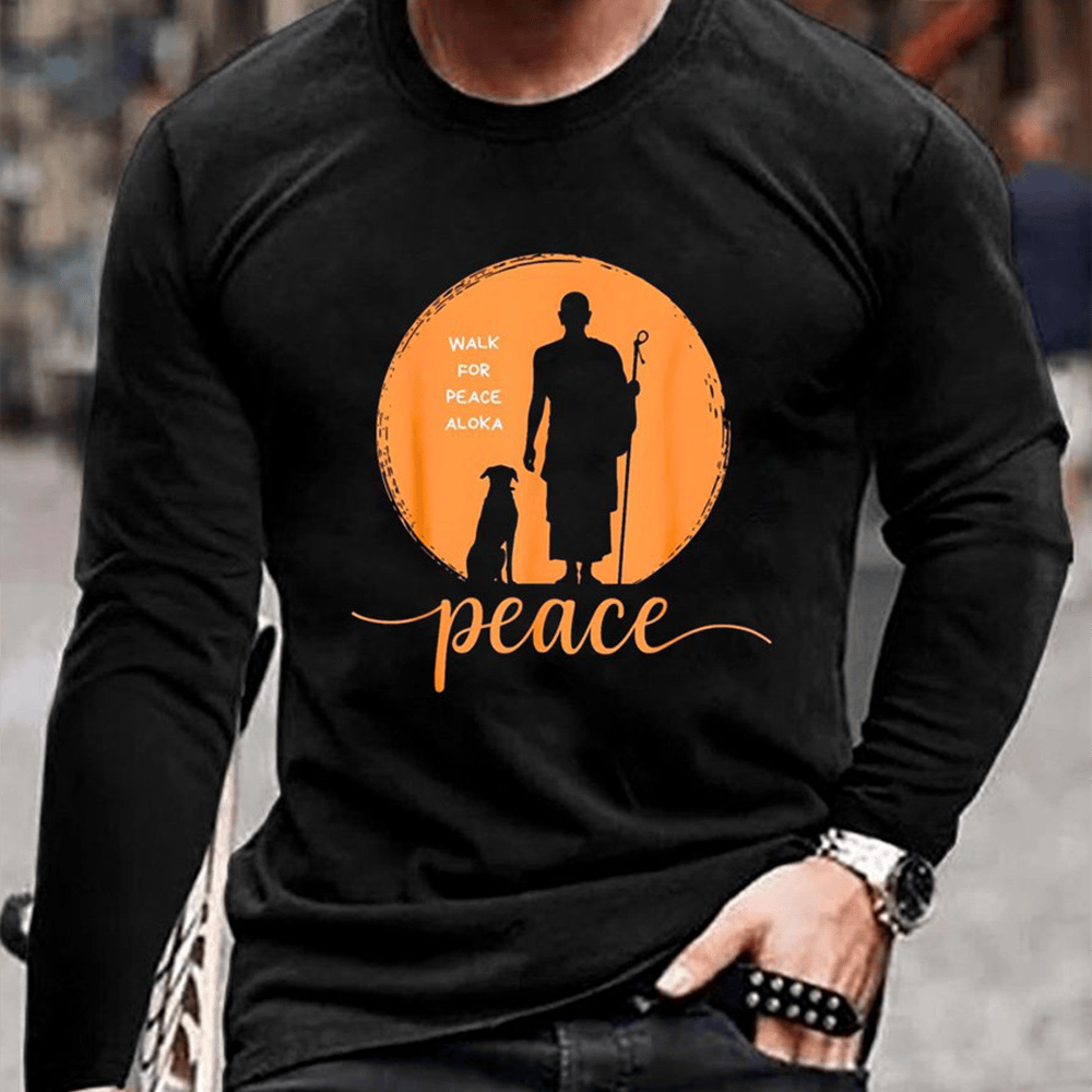 Peace Walk Monk Pattern Long Sleeve Shirt Walk For Peace Merch Dog Lover Presents