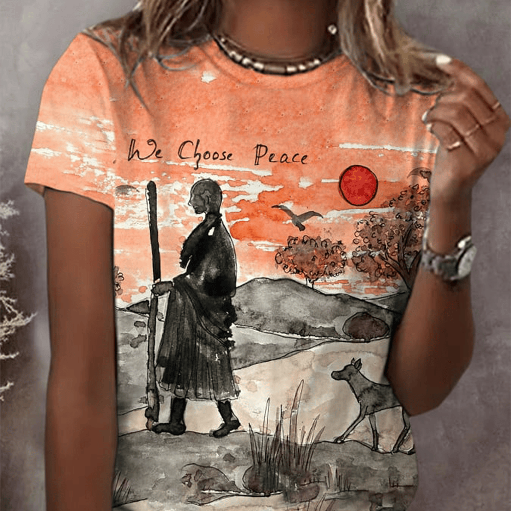 Peace Walking Monks With Aloka T-Shirt Mindfulness And Compassion Story Of Aloka Shirt